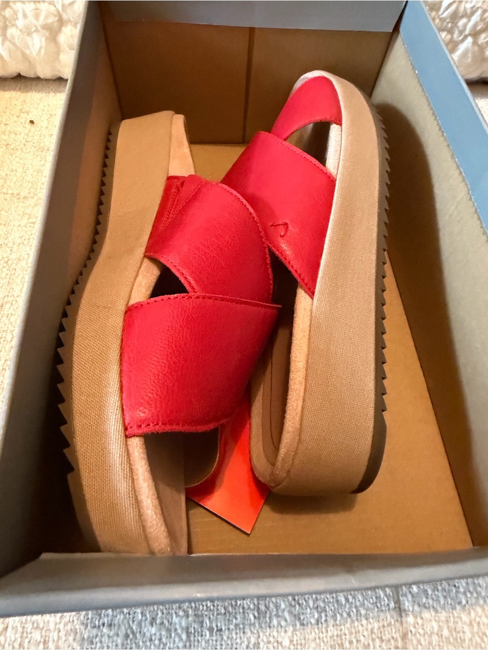 Vionic Red Crossover Platform Slide Sandals - Picture 3 of 6